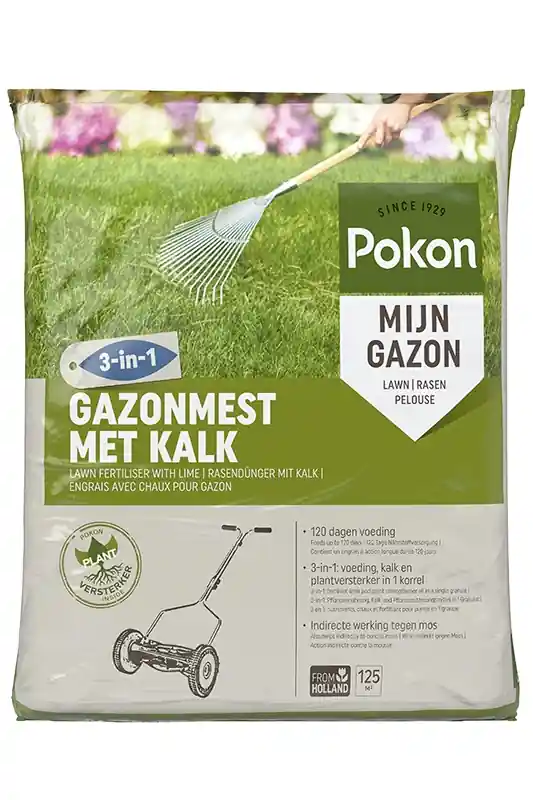 Nieuw binnen | Pokon gazonmest met kalk 125m²