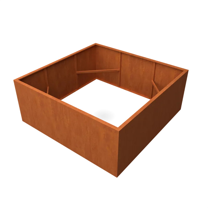Cortenstaal plantenbak 200x200x80 cm - Zonder bodem - Net toegevoegd