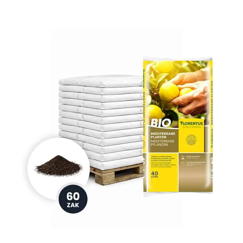 Florentus Mediterrane Potgrond met BIO meststoffen 40L – VOLLE PALLET (60 zakken) | Premium