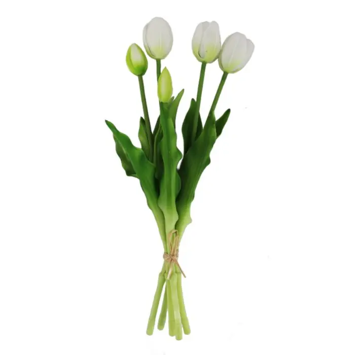 Bestel vandaag - Kunsttulp boeket van 5 tulpen wit