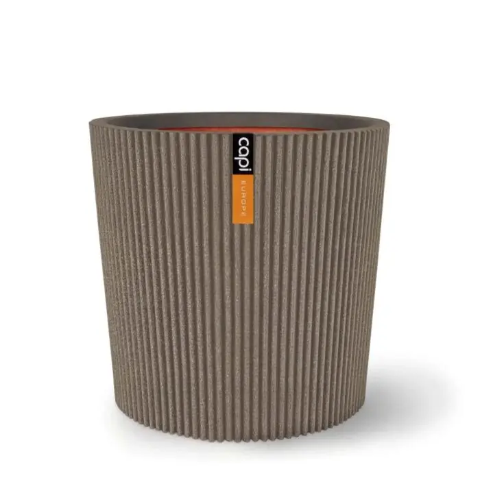Topprijs - Bloempot Vase conisch groove warm taupe - Capi