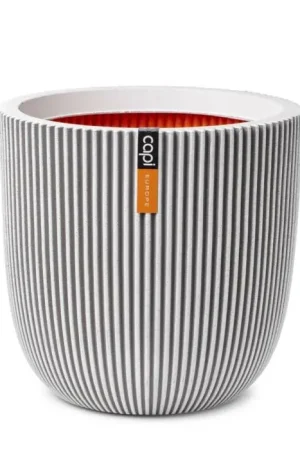 Zolang de voorraad strekt - Bloempot Planter bol groove ivoor Ø 43 cm - Capi