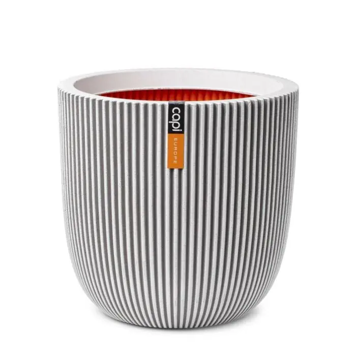Zolang de voorraad strekt - Bloempot Planter bol groove ivoor Ø 43 cm - Capi