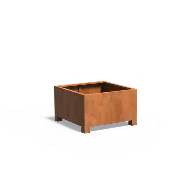 Topkwaliteit - Cortenstaal PlantenbakkenCARREZ met poten1000 x 1000 x 600 mm