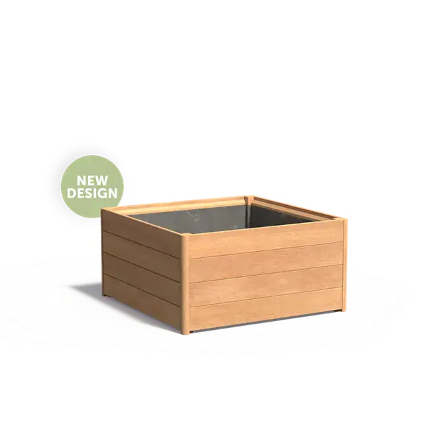 Nieuw in het assortiment - Hardhout PlantenbakkenCARREZ met bodem (new design)1000 x 1000 x 505 mm