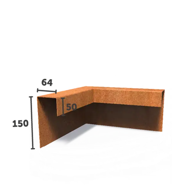 Cortenstaal KantopsluitingenOverzetprofiel hoekstuk300 x 300 x 150 mm | Rechtstreeks van de fabrikant