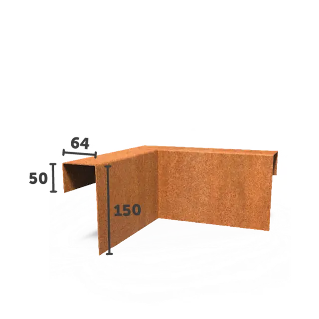 Topproduct - Cortenstaal KantopsluitingenOverzetprofiel hoekstuk300 x 300 x 150 mm