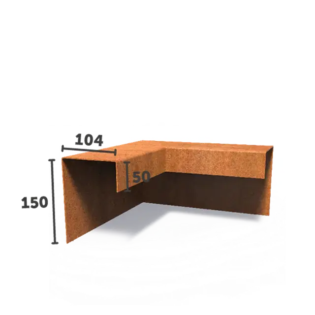 Nieuw binnengekomen - Cortenstaal KantopsluitingenOverzetprofiel hoekstuk300 x 300 x 150 mm