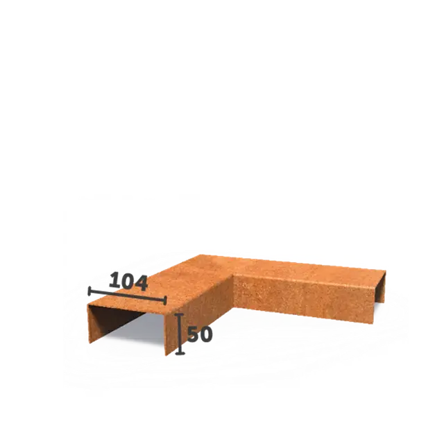 Sale - Cortenstaal KantopsluitingenOverzetprofiel hoekstuk300 x 300 x 50 mm