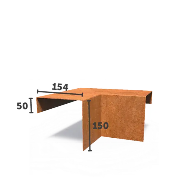 Cortenstaal KantopsluitingenOverzetprofiel hoekstuk300 x 300 x 150 mm | Direct beschikbaar