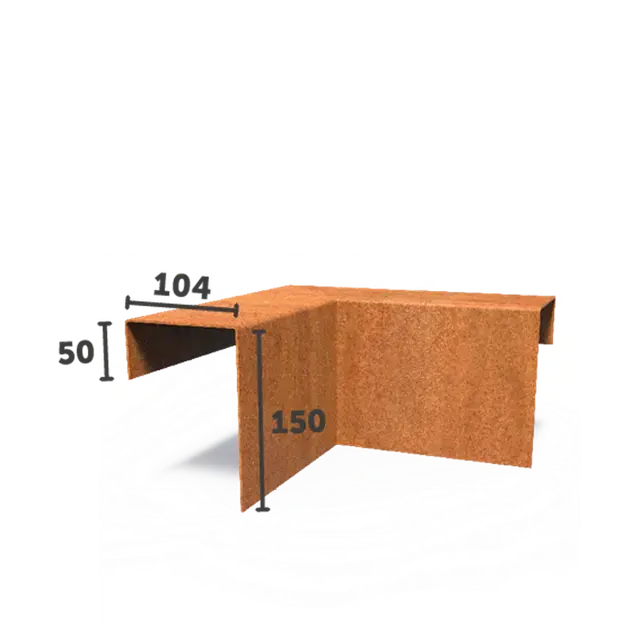 Shop nu - Cortenstaal KantopsluitingenOverzetprofiel hoekstuk300 x 300 x 150 mm