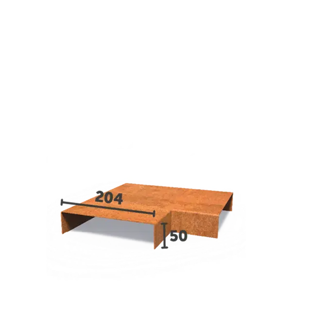 Uitverkoop | Cortenstaal KantopsluitingenOverzetprofiel hoekstuk300 x 300 x 50 mm