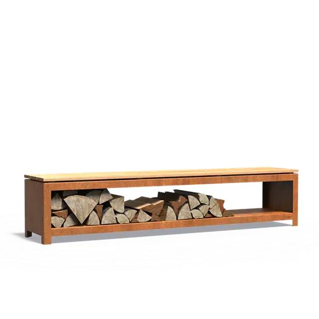 Net gelanceerd | Cortenstaal HoutopslagenLOGG seat2000 x 400 x 424 mm