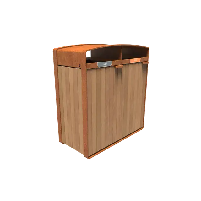 Korting - Cortenstaal AfvalbakkenSTORR met houtbekleding1065 x 550 x 1150 mm