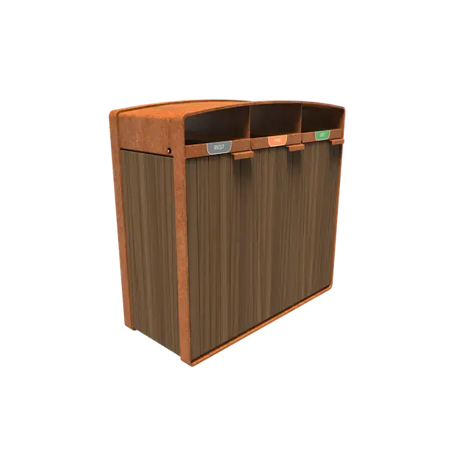 Cortenstaal AfvalbakkenSTORR met houtbekleding1195 x 550 x 1150 mm - Lage prijs