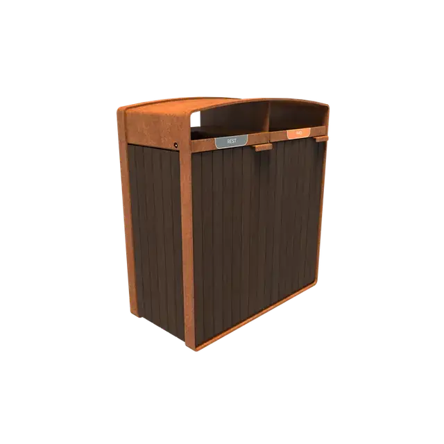 Cortenstaal AfvalbakkenSTORR met houtbekleding1065 x 550 x 1150 mm - Net gelanceerd