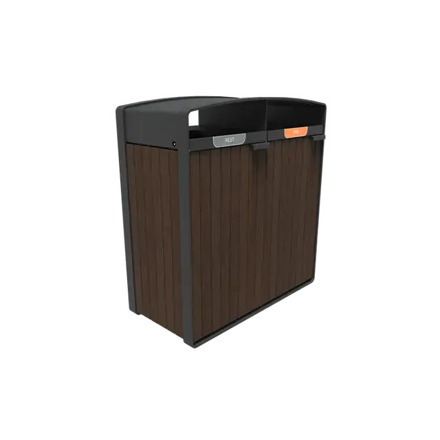 Gecoat staal AfvalbakkenSTORR met houtbekleding1065 x 550 x 1150 mm - Vanaf nu beschikbaar