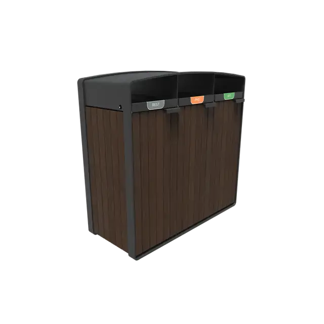 Gecoat staal AfvalbakkenSTORR met houtbekleding1195 x 550 x 1150 mm - Spoedlevering
