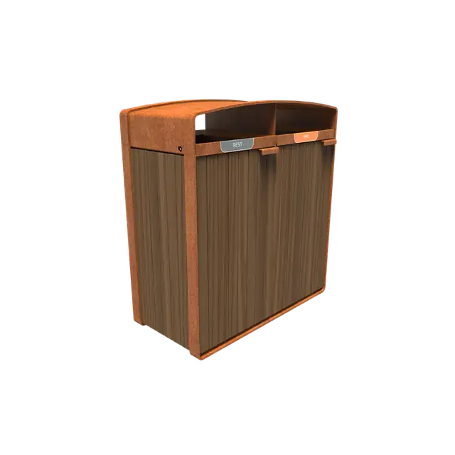 Premium | Cortenstaal AfvalbakkenSTORR met houtbekleding1065 x 550 x 1150 mm