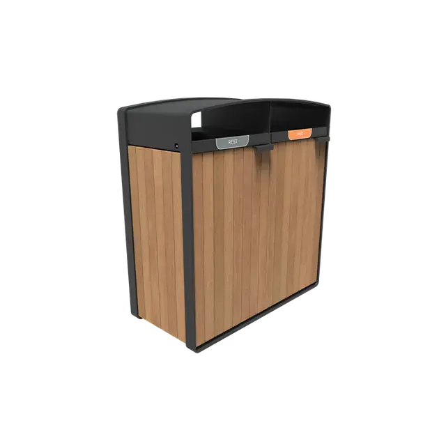 Scherp geprijsd | Gecoat staal AfvalbakkenSTORR met houtbekleding1065 x 550 x 1150 mm