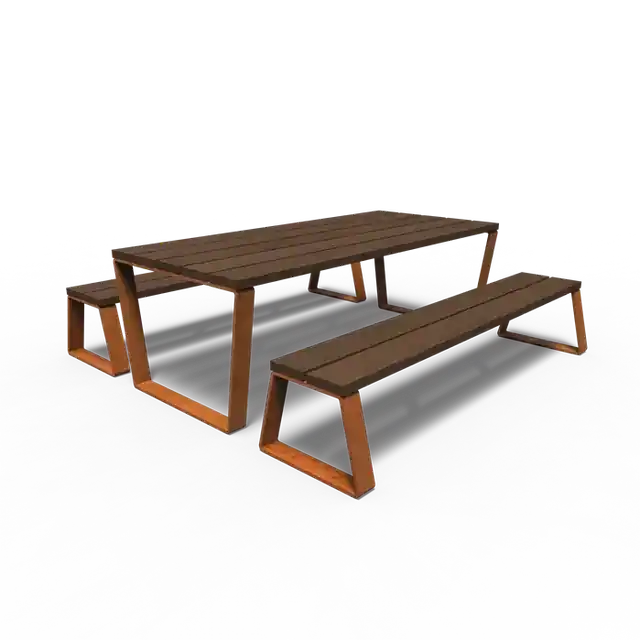 Bestelbaar | Cortenstaal PicknicksetsMIO picknickset2300 x 2405 x 760 mm