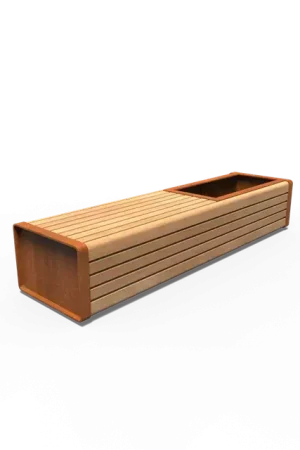 Actie loopt bijna af - Cortenstaal GreenpointsSTORR met enkele bank2300 x 600 x 440 mm