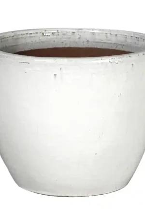 Glazed egg pot white d41h33 - Direct leverbaar