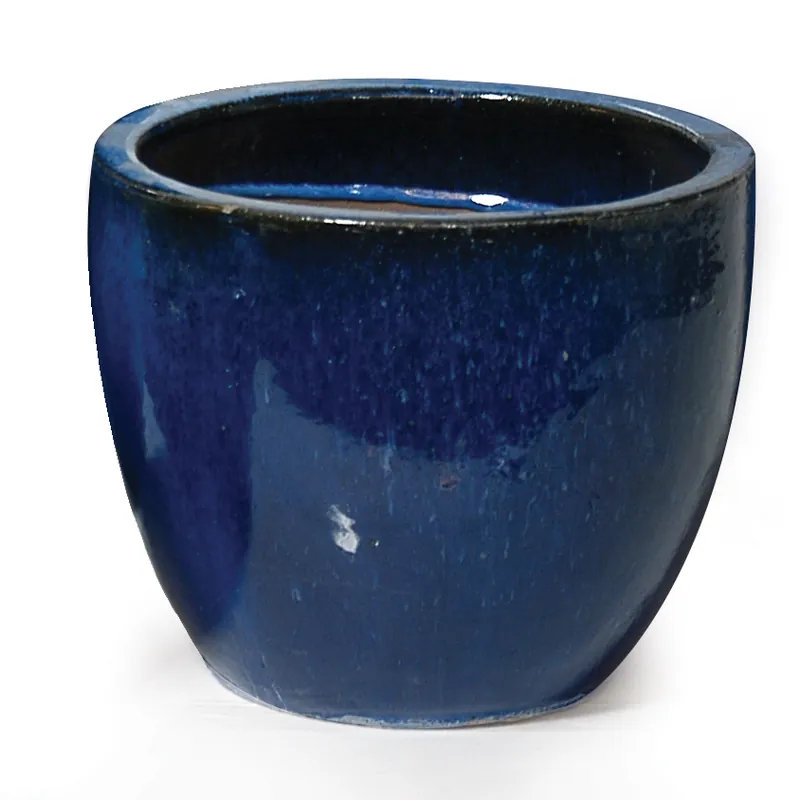 Glazed egg pot blue d23h19 - Populair