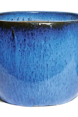 Erg populair - Glazed egg pot blue d41h33