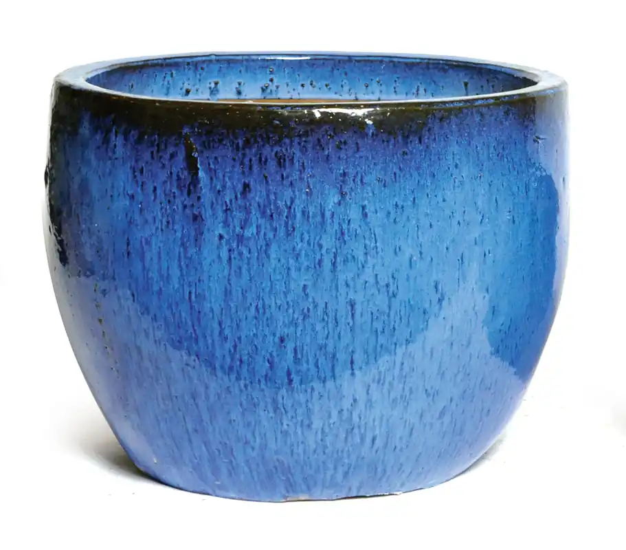 Erg populair - Glazed egg pot blue d41h33