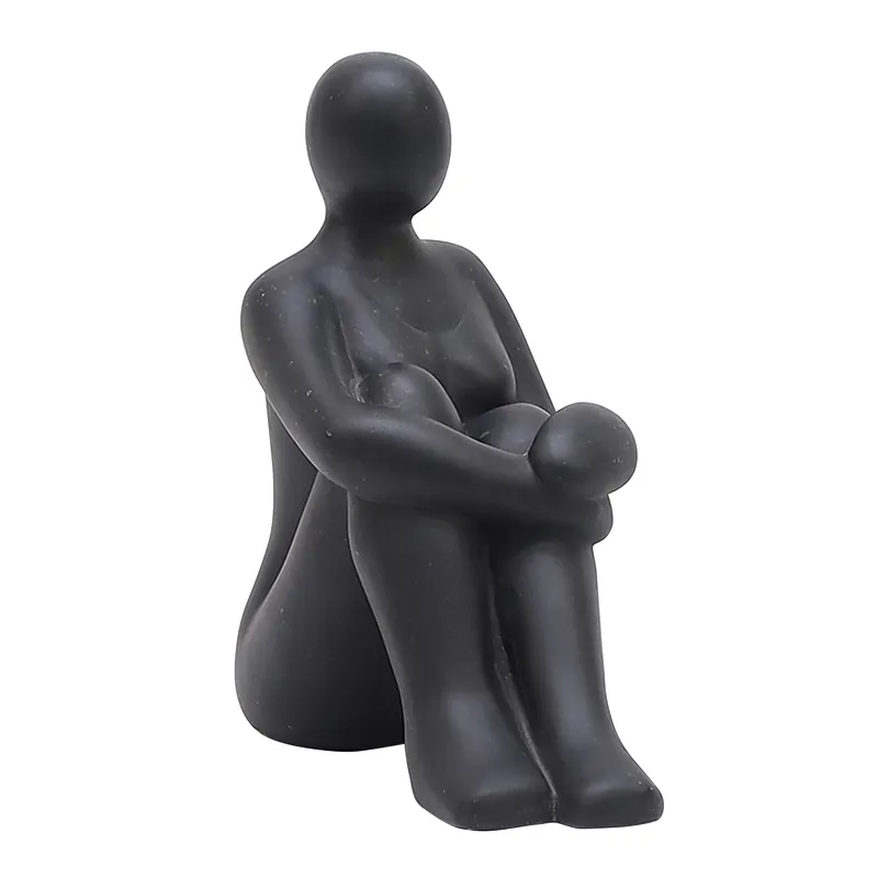 Zolang de voorraad strekt - Beeld zittende vrouw fiberterrazzo 26,5cm
