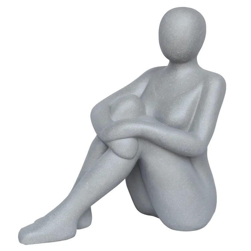 Beeld zittende vrouw grijs 56,5cm | Laatste kans