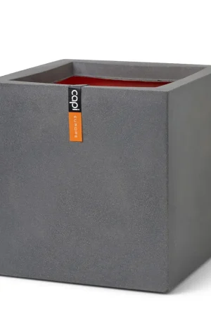Pot smooth 40x40x40 d.grijs | Uitverkoop