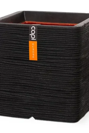 Outlet - Pot vierkant rib 40x40x40 zwt