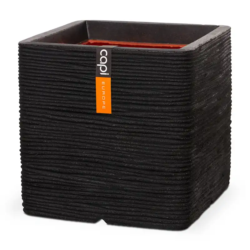 Outlet - Pot vierkant rib 40x40x40 zwt