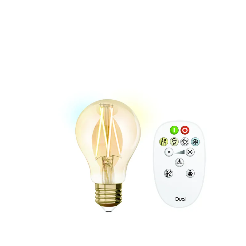 Idual filament bulb a e27 ambergoud + remote | Tijdelijke aanbieding