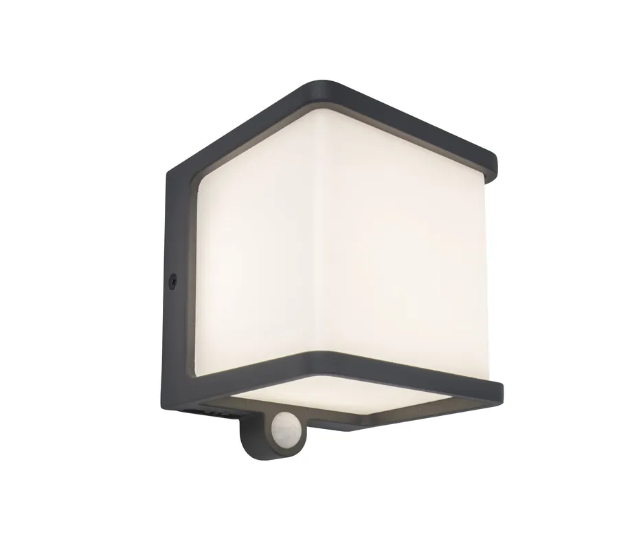 Populair - Doblo solar wandlamp met sensor antractiet grijs led 7.5w