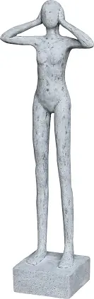 Standbeeld Hear No Evil zandsteen beige - Laatste kans