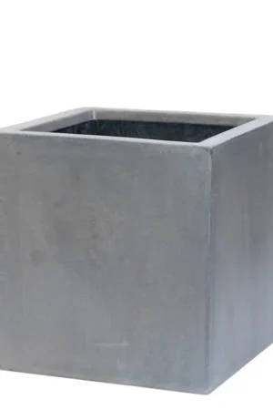 Bloembak Fiberstone kubus 40x40cm grijs | Voorraad bijna op