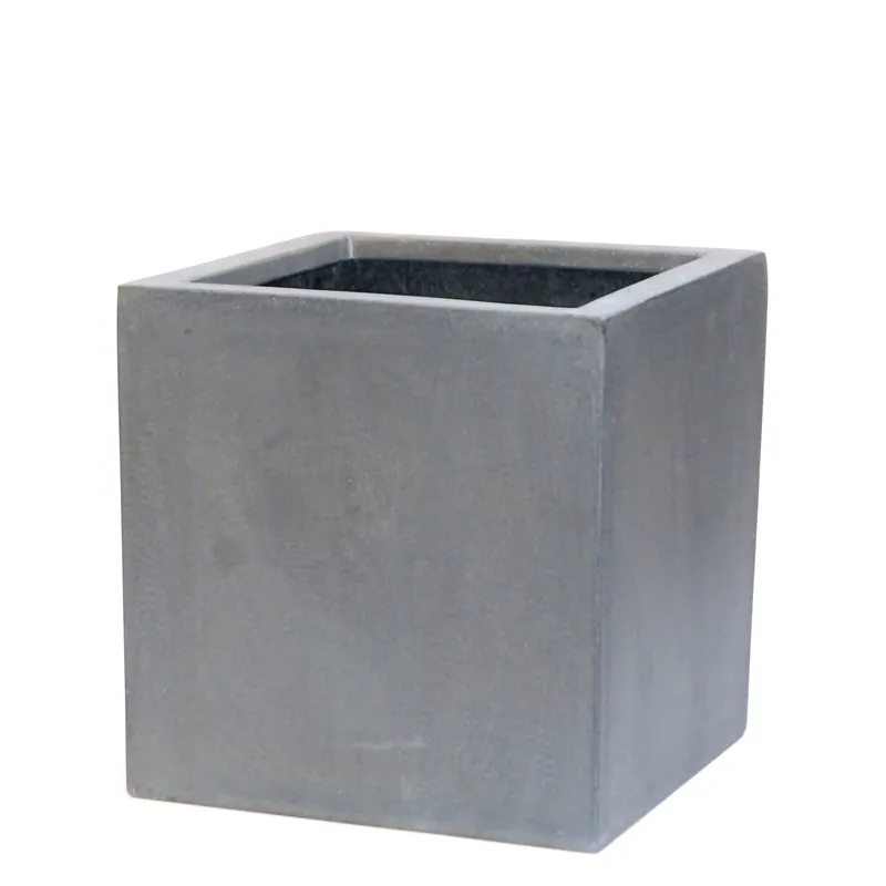 Bloembak Fiberstone kubus 40x40cm grijs | Voorraad bijna op