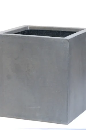 Bloembak Fiberstone kubus 50x50cm grijs - Nieuw gelanceerd