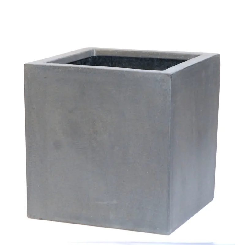 Bloembak Fiberstone kubus 50x50cm grijs - Nieuw gelanceerd