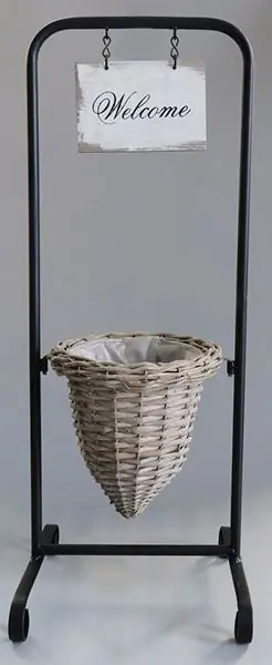 Rieten mand in houder zwart Welcome 70cm | Nieuwe release