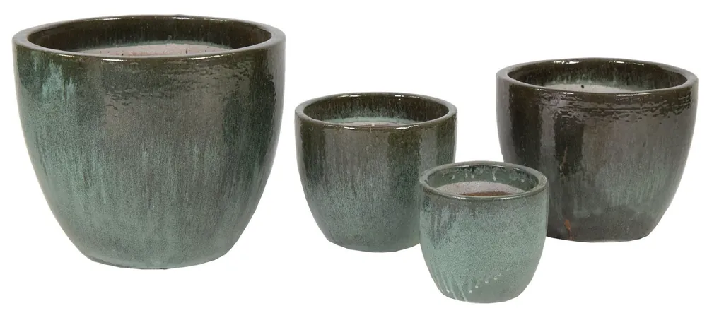 Snelle levering | Glazed egg pot moss green