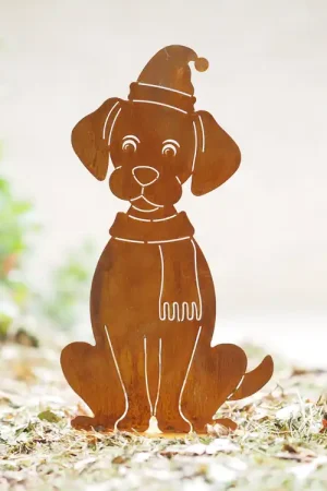 Hond met sjaal en kerstmuts op basis | Alleen deze week