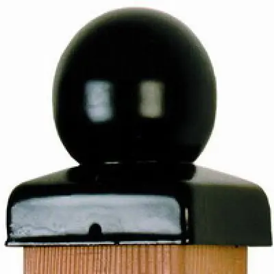 Nieuw in het assortiment - Paalornament zwart bol paalkap voor tuinpaal 91mm