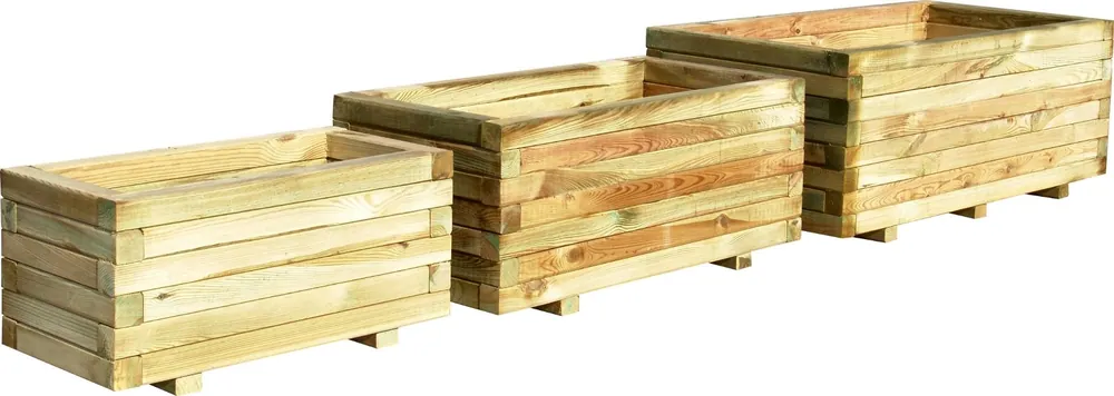Mis het niet - Houten bloembakken 3-delige plantenbakken rechthoek 120/80/60cm.