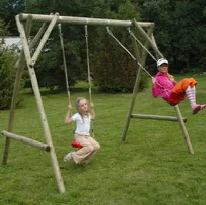Professionele kwaliteit | Houten schommel houten speeltoestellen dubbel Max compleet 300x220x210cm