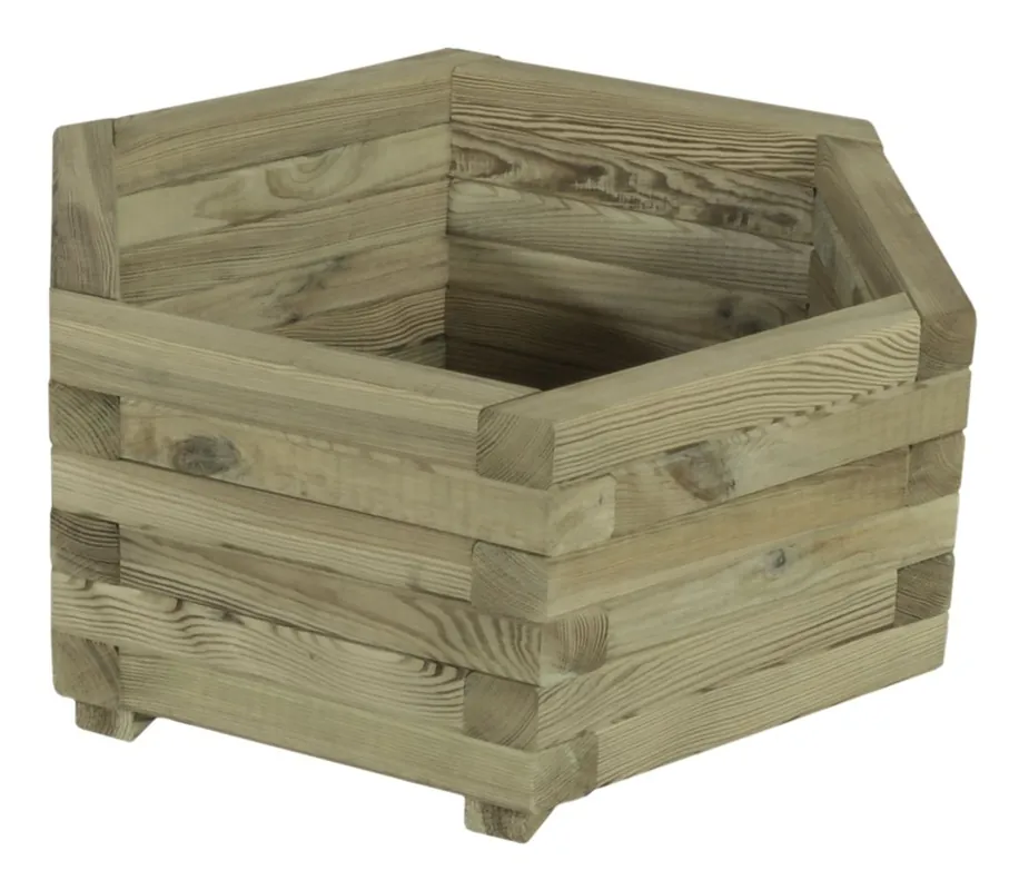 Houten bloembak plantenbak grenen zeskant 55x35x47cm | Direct van de fabrikant