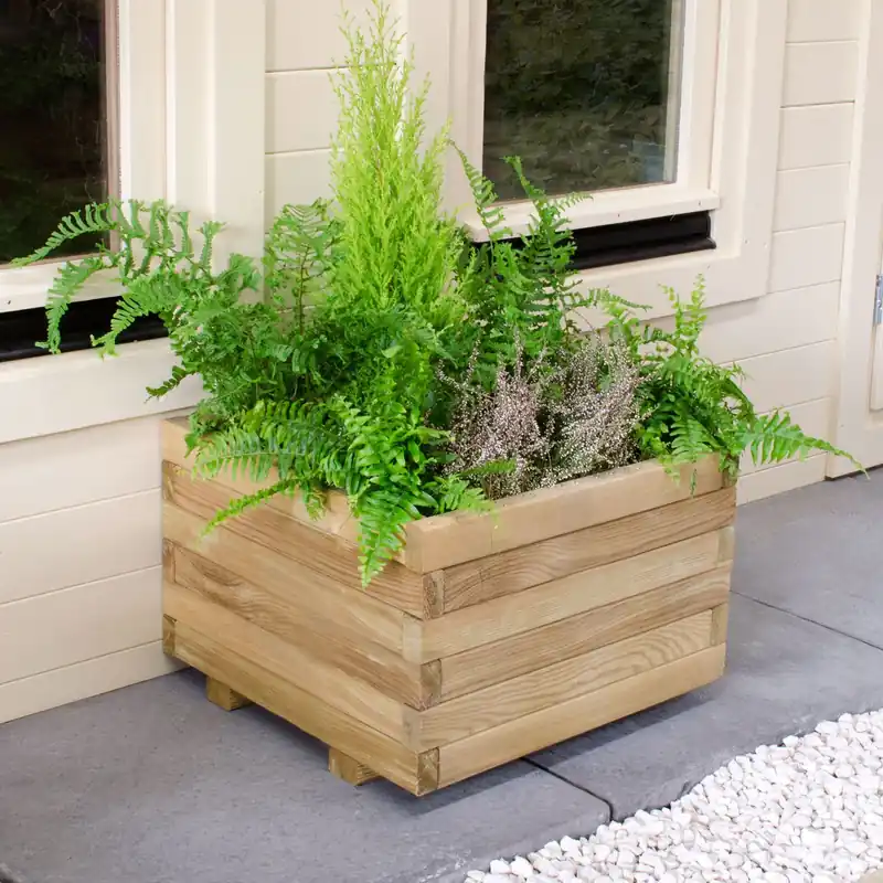 Deal | Bloembak plantenbak hout vierkant grenen 50x35x50cm